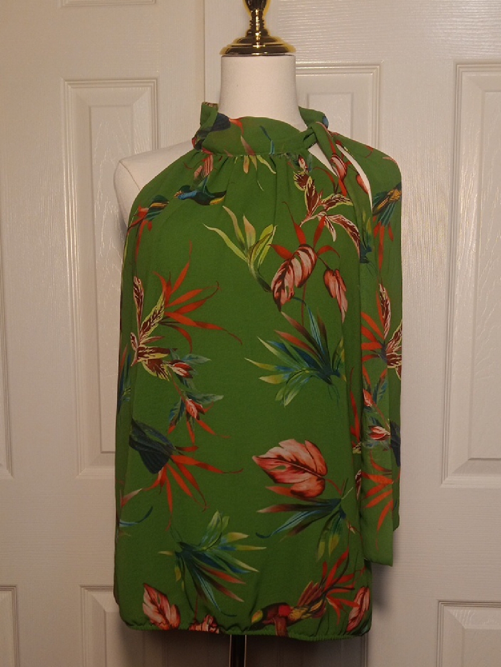 Sweet Pea Green Floral Halter-Neck Blouse